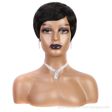 Vigorous manufacturers prices bang free shipping 150% density vendor women short natural peruvian 100% brazilian human hair wigs